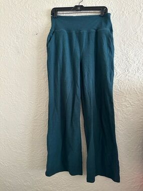 Beyond Yoga Spacedye Laid Back Wide Leg Pants Teal Blue Green Large